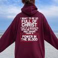 There's Power In Blood Religious Christian Women Oversized Hoodie Back Print Maroon
