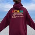 Retired Definition Retirement Definition For Men Women Oversized Hoodie Back Print Maroon