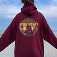 Retro Forest Trees Outdoors Nature Vintage Graphic Women Oversized Hoodie Back Print Maroon