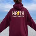 Retro Groovy Checkered Math Teacher High School Math Lovers Women Oversized Hoodie Back Print Maroon