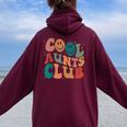 Retro Groovy Cool Aunts Club Auntie Cool Aunt Women Oversized Hoodie Back Print Maroon