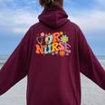 Retro Groovy Or Nursing School Medical Operating Room Nurse Women Oversized Hoodie Back Print Maroon