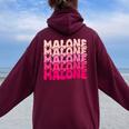 Retro Malone Girl First Name Boy Personalized Groovy 80'S Women Oversized Hoodie Back Print Maroon