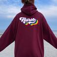 Retro Nurse Lgbt Gay Pride Ally Vintage Pride Nursing Lgbt Women Oversized Hoodie Back Print Maroon