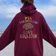 Retro Pta Volunrs Love Brains This Is My Scary Mom Dad Women Oversized Hoodie Back Print Maroon