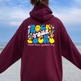 Rock Your Socks Down Syndrome Awareness Day Groovy Wdsd Women Oversized Hoodie Back Print Maroon