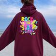 Rock The Staar Test Testing Day Retro Groovy Teacher Stars Women Oversized Hoodie Back Print Maroon