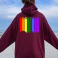 Rockford Illinois Lgbtq Gay Pride Rainbow Skyline Women Oversized Hoodie Back Print Maroon