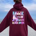 Roller Skate 10Th Birthday Rolling Into 10 Since 2014 Girls Women Oversized Hoodie Back Print Maroon