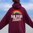 San Diego Pride Lgbt Lesbian Gay Bisexual Rainbow Lgbtq Women Oversized Hoodie Back Print Maroon