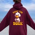 Saying What-The-Duck Duck Friends Women Oversized Hoodie Back Print Maroon
