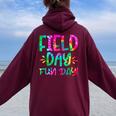 School Field Day Fun Tie Dye Field Day 2024 Teacher Women Oversized Hoodie Back Print Maroon