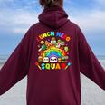 School Lunch Lady Squad A Food Team Rainbow Lunch Hero Squad Women Oversized Hoodie Back Print Maroon