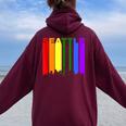 Seattle Washington Lgbtq Gay Pride Rainbow Skyline Women Oversized Hoodie Back Print Maroon