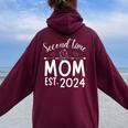 Second Time Mom Pregnancy Mother's Day Soon To Be Mom Women Oversized Hoodie Back Print Maroon