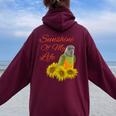 Senegal Parrot Sunshine Sunflower Women Oversized Hoodie Back Print Maroon