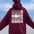 Senior Mom 2024 Baseball Class Of 2024 Graduation 2024 Women Oversized Hoodie Back Print Maroon