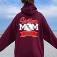 Senior Mom 2024 Track And Field Class Of 2024 Mom Graduation Women Oversized Hoodie Back Print Maroon