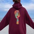 Singer Vocalist Colorful Studio Microphone Women Oversized Hoodie Back Print Maroon