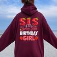 Sis Of The Berry First Birthday Of Girl Strawberry Sister Women Oversized Hoodie Back Print Maroon