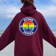 Sitges Spain Beach Retro Sailing Holiday Surfer Lgbt Souvenir Women Oversized Hoodie Back Print Maroon