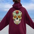 Skull Mexican Cinco De Mayo Costume For Women Women Oversized Hoodie Back Print Maroon