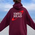 Smeg Head Red Dwarf Women Oversized Hoodie Back Print Maroon