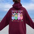 Snuggle Bunny Delivery Co Easter L&D Nurse Mother Baby Nurse Women Oversized Hoodie Back Print Maroon