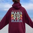 Soccer Mama Retro Groovy Soccer Softball Mom Women Oversized Hoodie Back Print Maroon