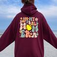 In My Softball Mom Era Mom Groovy Life Game Day Vibes Mama Women Oversized Hoodie Back Print Maroon