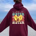 Softball Sister Vintage Sport Lover Sister Mothers Da Women Oversized Hoodie Back Print Maroon