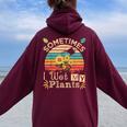 Sometimes I Wet My Plants Vintage Sunflower Gardening Women Oversized Hoodie Back Print Maroon