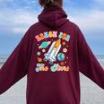 Space Lover Teacher Life Back To School Reach For The Stars Women Oversized Hoodie Back Print Maroon