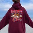 Spider Web Birthday Party Theme Sister Of The Birthday Girl Women Oversized Hoodie Back Print Maroon