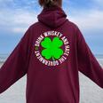 St Patrick's Day Drink Whiskey And Hate The Government Women Oversized Hoodie Back Print Maroon