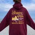 Stepping Into My April Birthday Girls Shoes Bday Women Oversized Hoodie Back Print Maroon