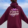 Be Strong And Courageous Butterfly Lover Christian Men Women Oversized Hoodie Back Print Maroon