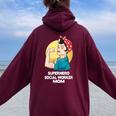 Superhero Social Worker Mom Social Worker Women Oversized Hoodie Back Print Maroon