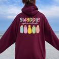 Swaddle Specialist Mother Baby Nurse Nicu Nurse Team Women Oversized Hoodie Back Print Maroon