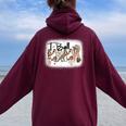 T Ball Mom Leopard Mother's Day Mama Ball Bleached Women Oversized Hoodie Back Print Maroon