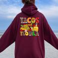 Tacos And Tequila Cinco De Mayo Leopard For Women Women Oversized Hoodie Back Print Maroon