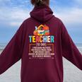 Teacher Definition Teaching School Teacher Women Oversized Hoodie Back Print Maroon