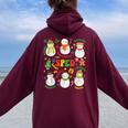 Teacher Special Education Sped Merry Christmas Cute Snowman Women Oversized Hoodie Back Print Maroon