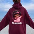 Team Girl Baby Announcement Gender Reveal Party Women Oversized Hoodie Back Print Maroon