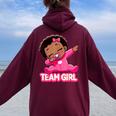 Team Girl Baby Announcement Gender Reveal Party Women Oversized Hoodie Back Print Maroon