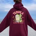 Tequila Cheaper More Than Therapy Tequila Drinking Mexican Women Oversized Hoodie Back Print Maroon