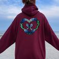 Texas Bluebonnets Blue Butterfly Women Oversized Hoodie Back Print Maroon