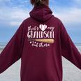 That's My Grandson Out There Baseball Grandma Women Oversized Hoodie Back Print Maroon