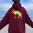 Tie Dye Hyena Rainbow Print Hyaena Animal Hippie Peace Women Oversized Hoodie Back Print Maroon