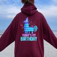 Today's My Birthday Cute Llama Party Decorations Birthday Women Oversized Hoodie Back Print Maroon